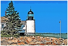 Winter Harbor Light on Rocky Mark Island  -Digital Painting